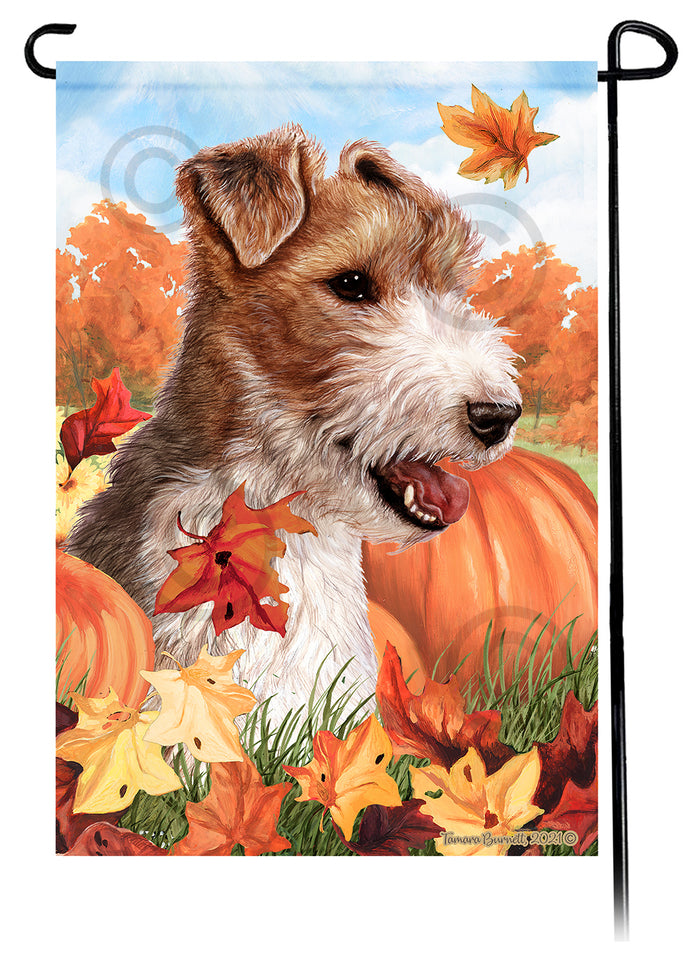 Wire Hair Terrier Falling Leaves Garden Flags