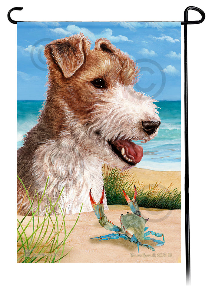 Fox Terrier Summer Flowers Garden Flag