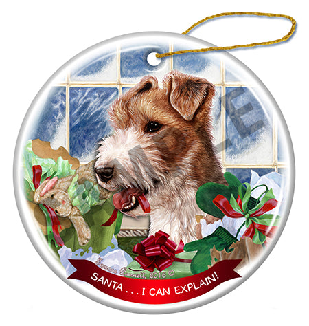 Wirehaired Fox Terrier - Santa I Can Explain Ornament