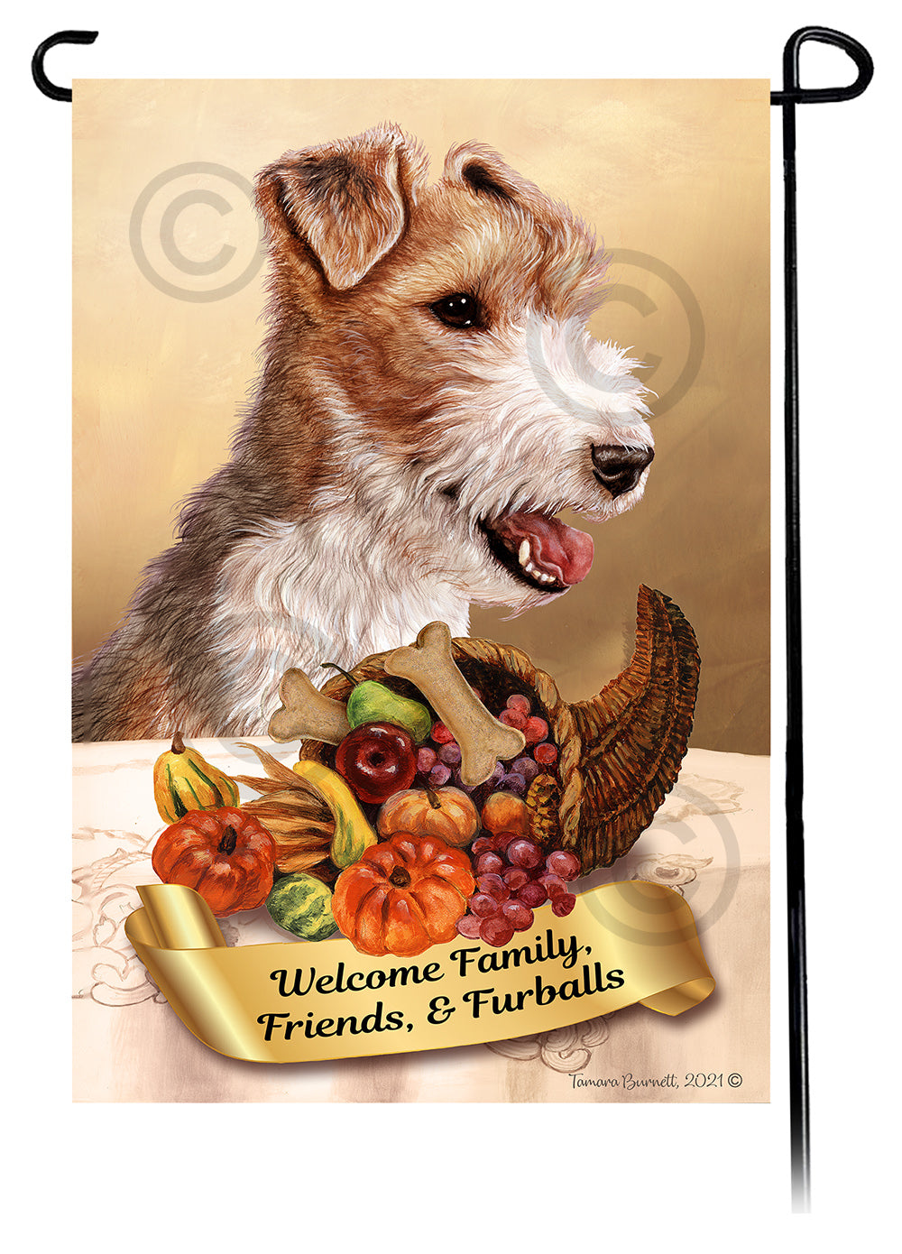 Fox Terrier Thanksgiving - Garden Flag