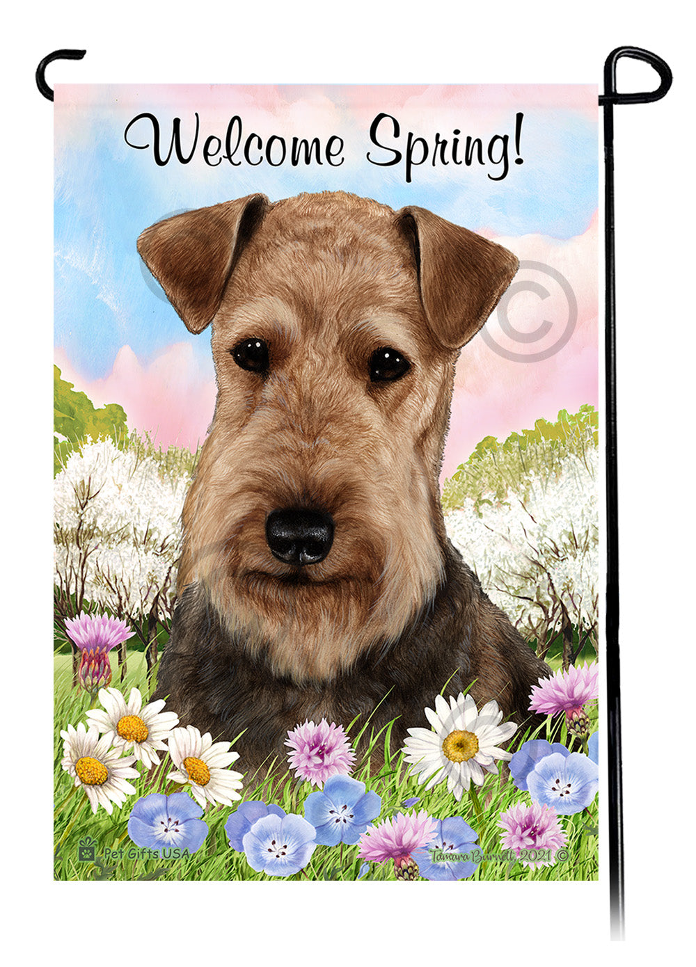Airedale Welcome Spring Garden Flags