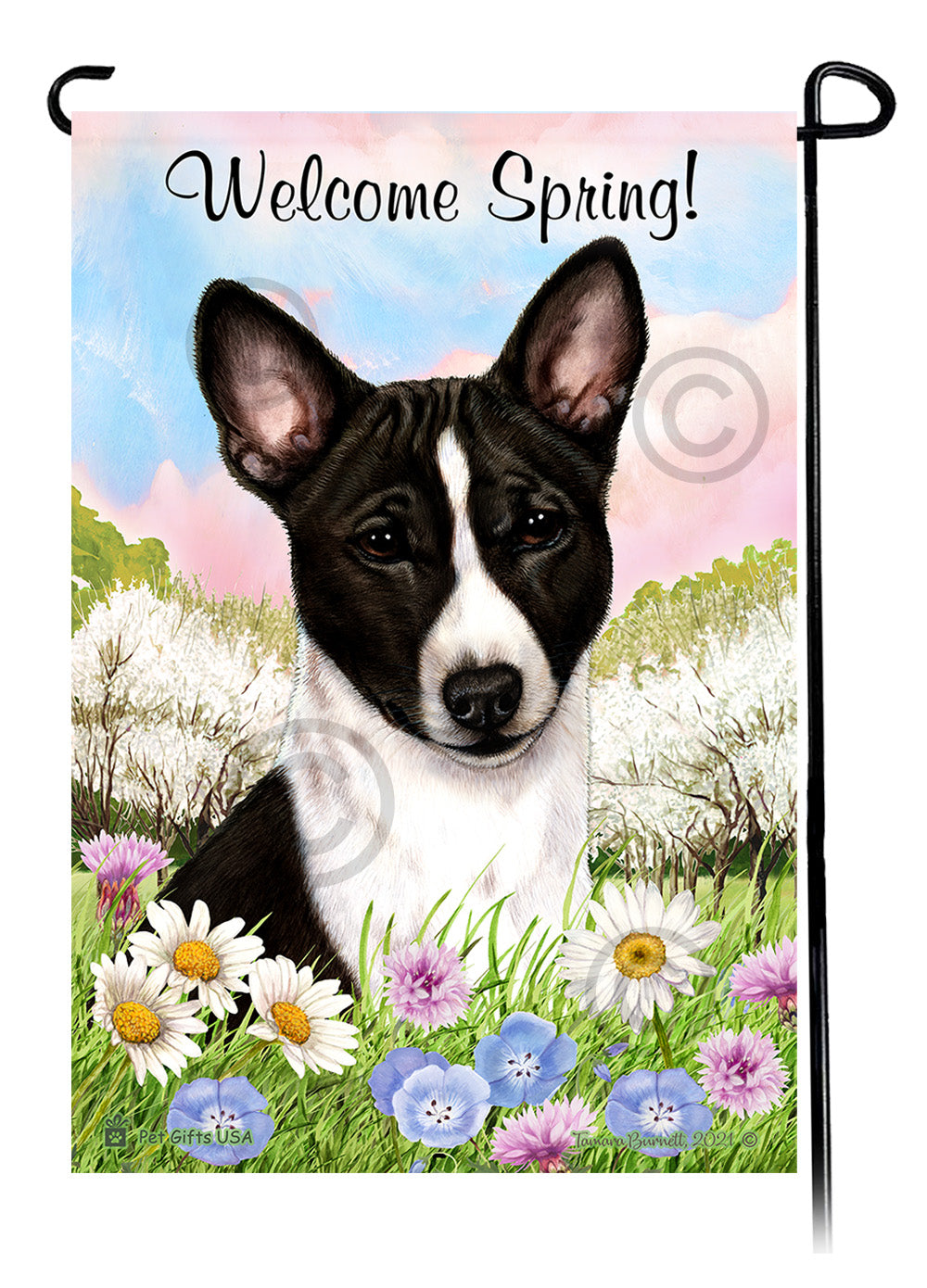 Basenji Welcome Spring Garden Flags