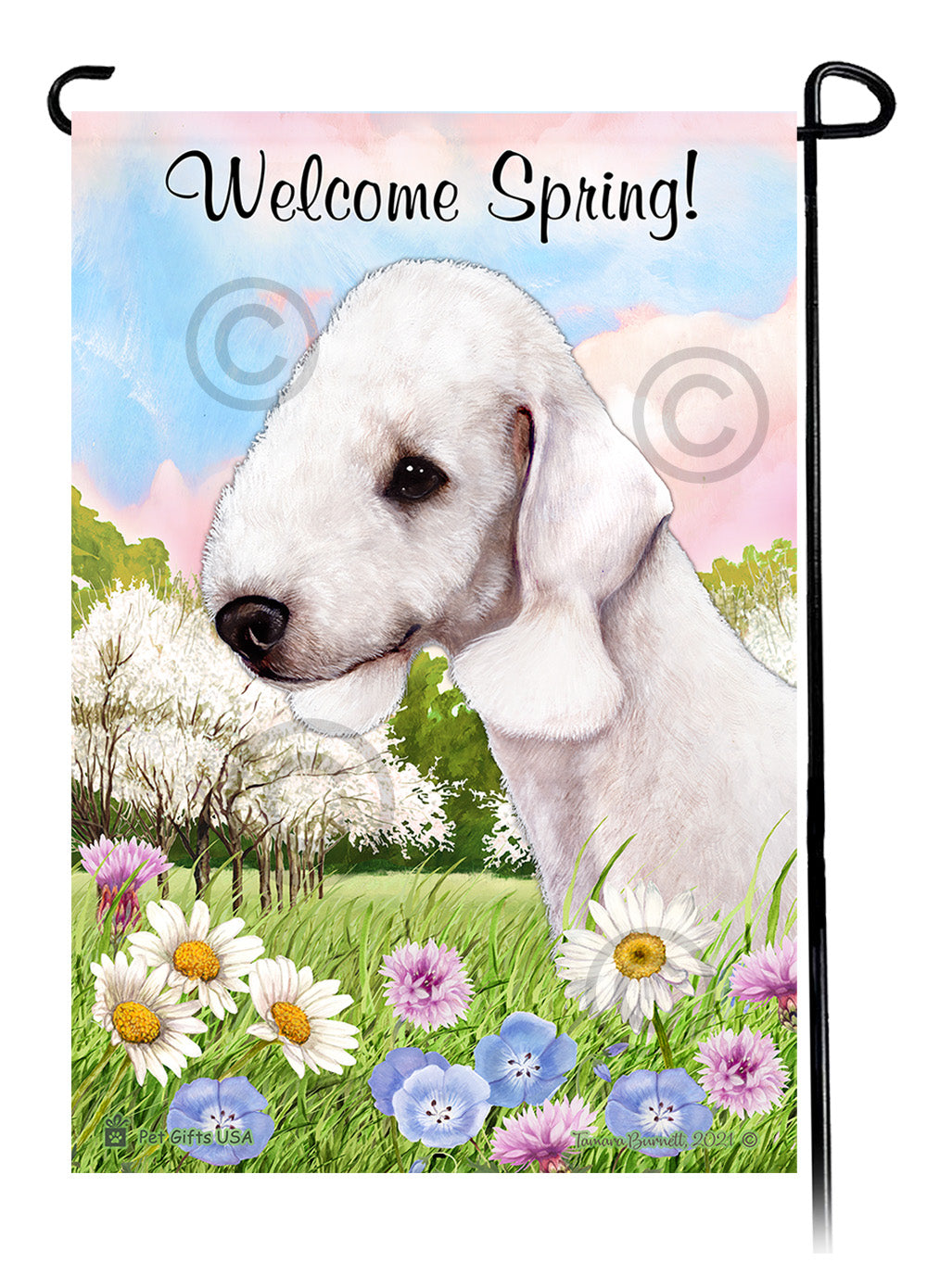 Bedlington Terrier Welcome Spring - Garden Flag