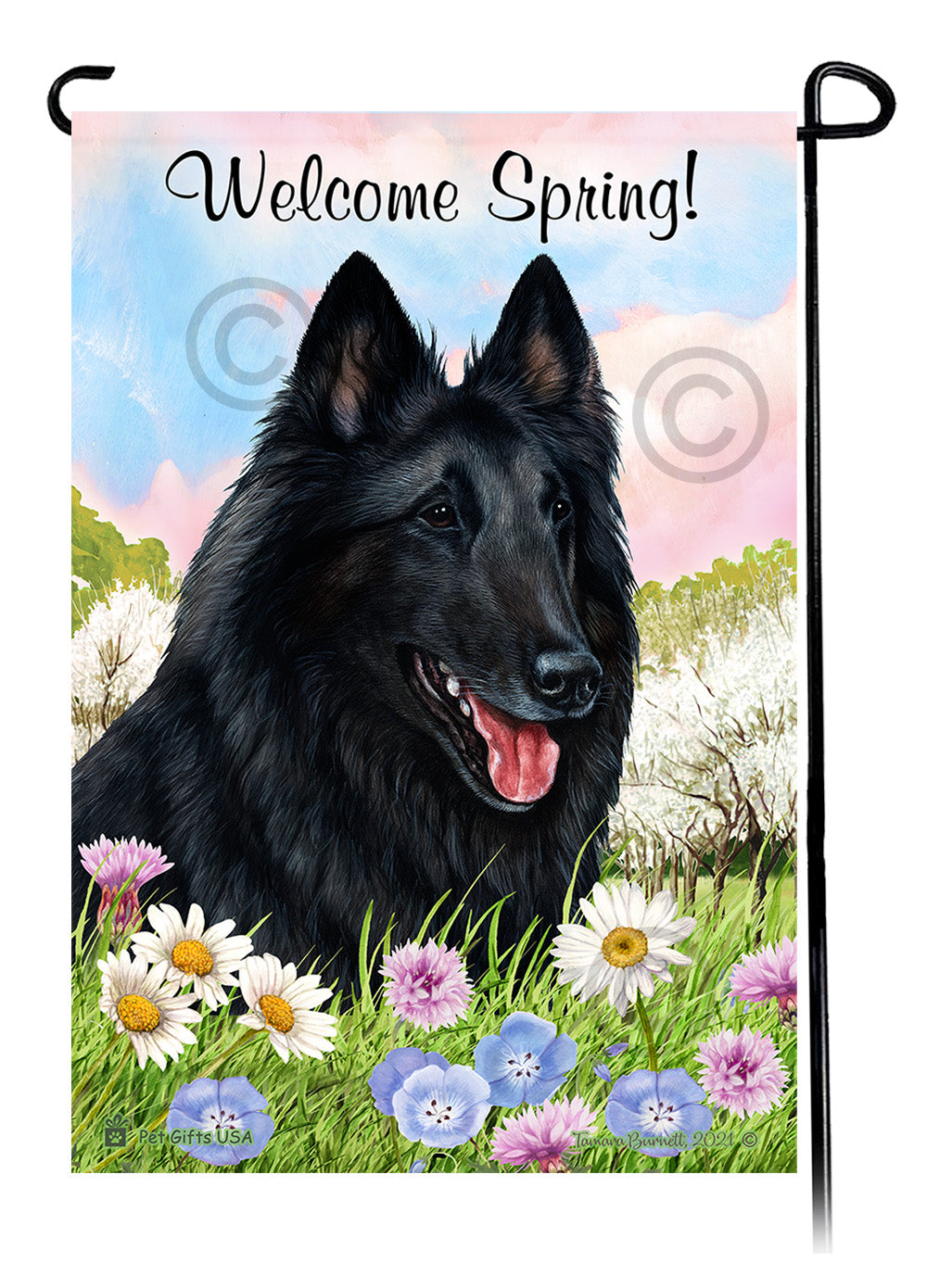 Belgian Sheepdog Welcome Spring - Garden Flag
