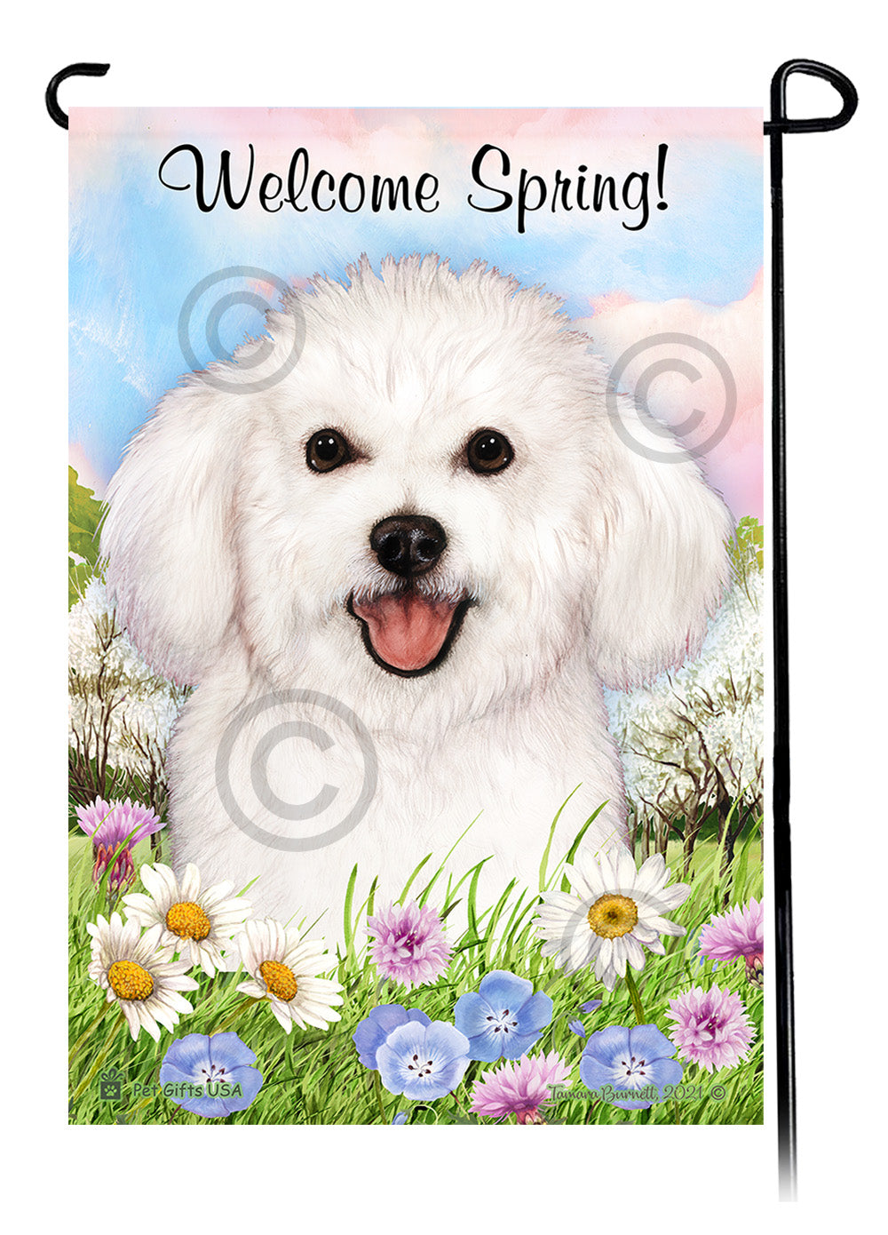 Bichon Frise Welcome Spring Garden Flags