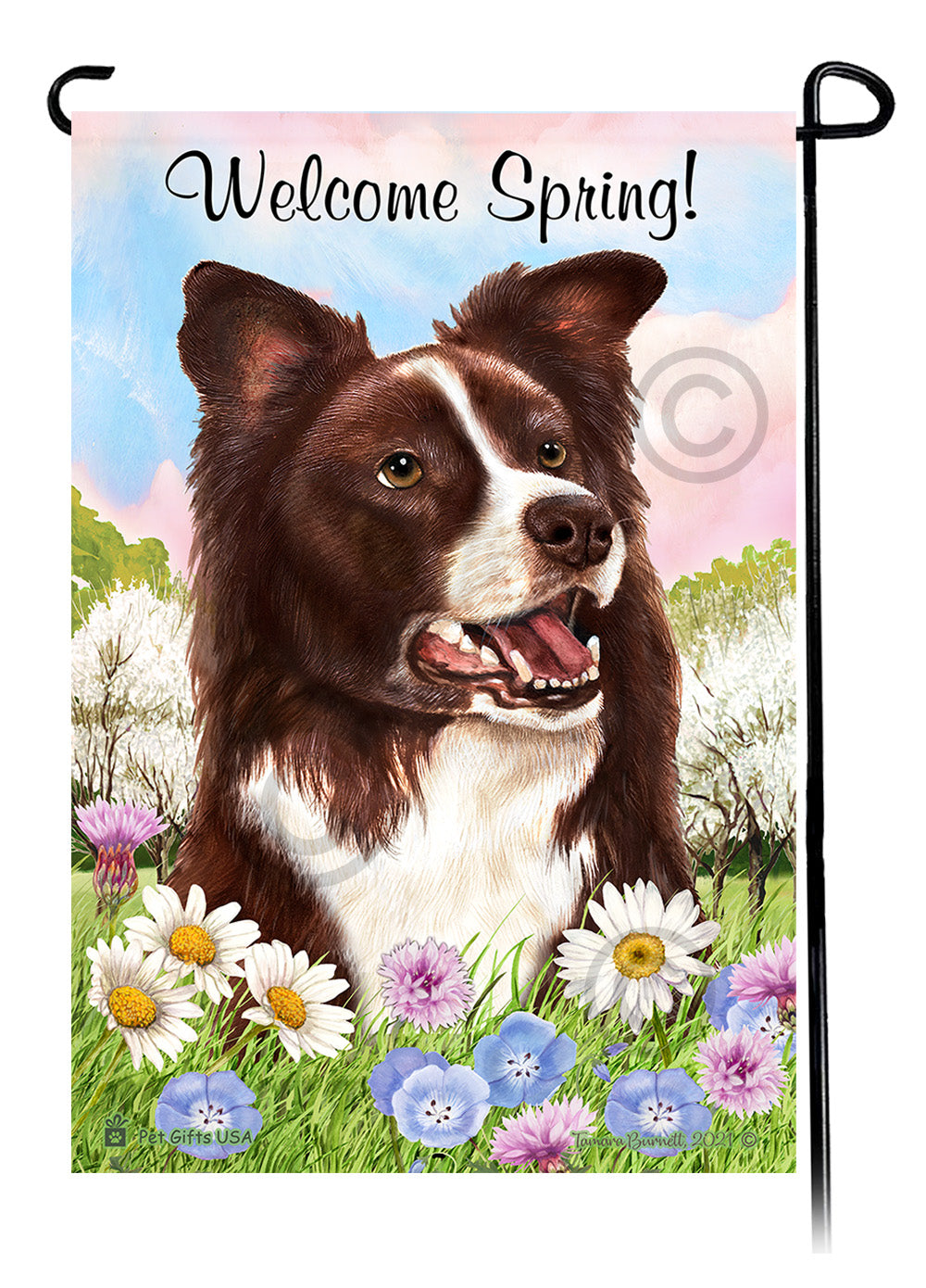 Border Collie Welcome Spring Garden Flags