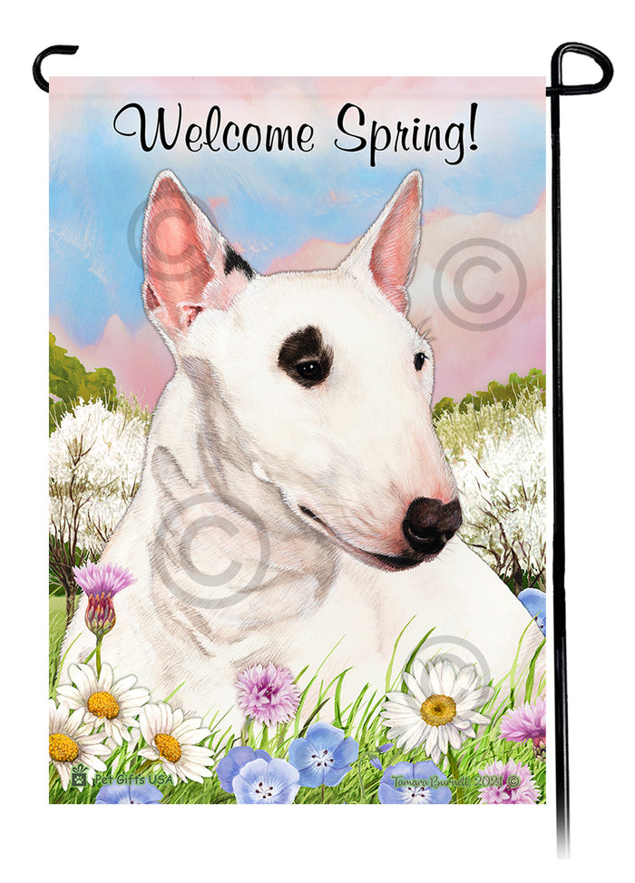 Bull Terrier Mini Welcome Spring Garden Flags