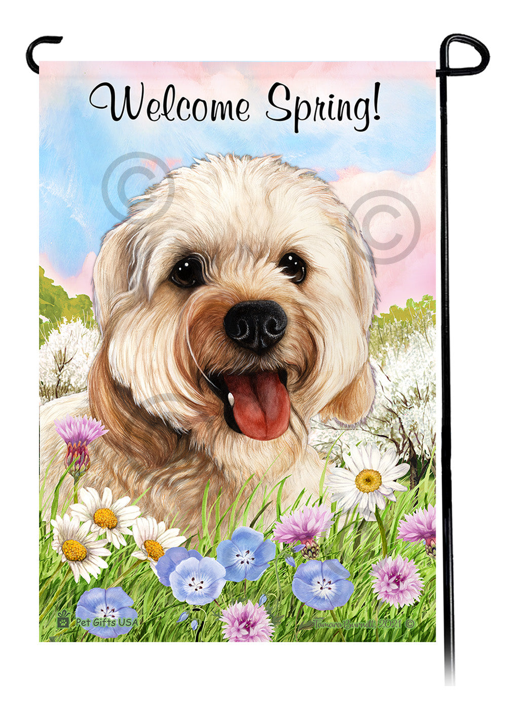 Cavapoo Welcome Spring - Garden Flag