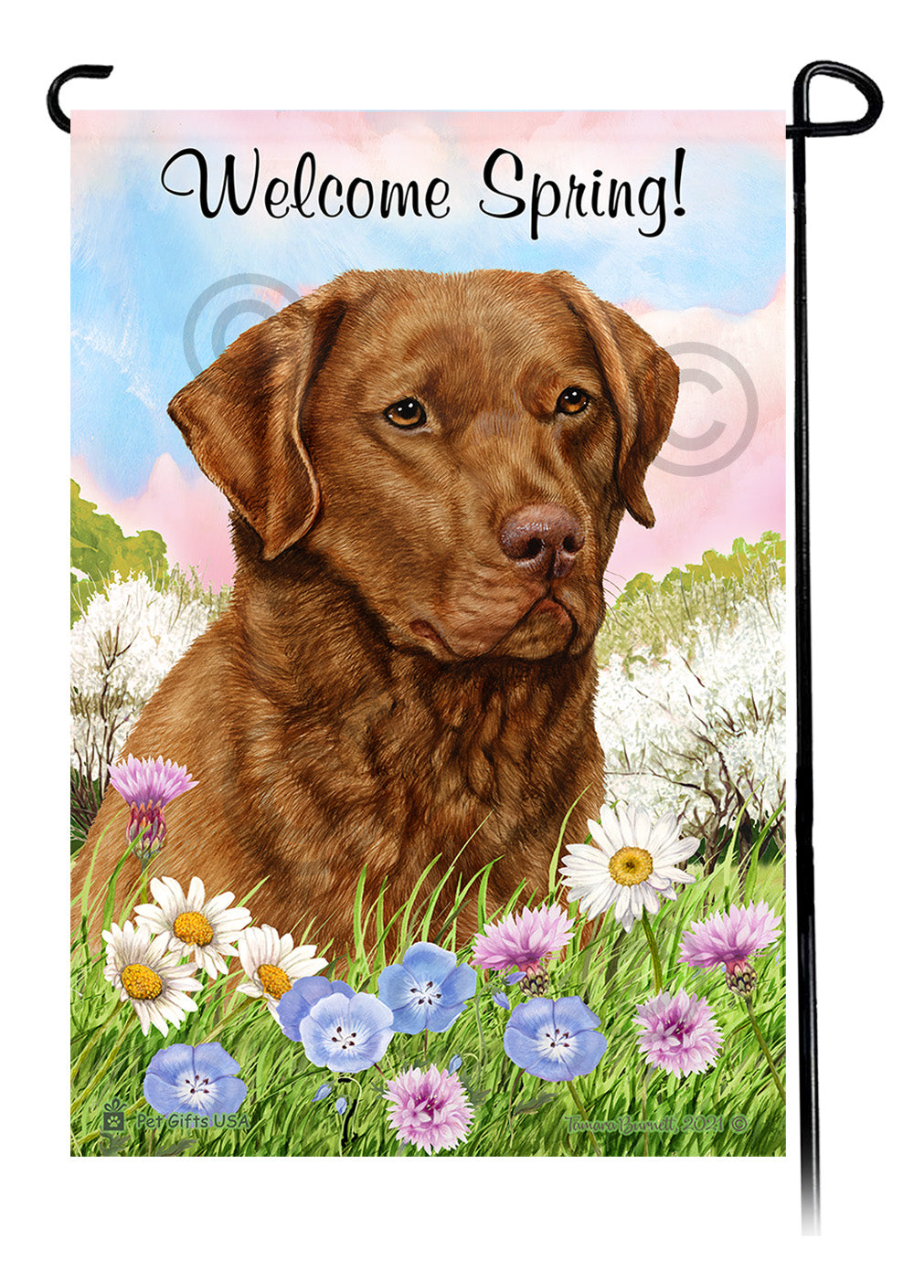Chesapeake Bay Retriever Welcome Spring - Garden Flag