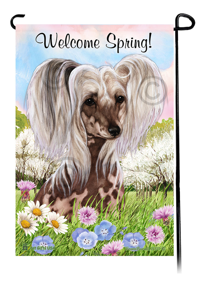 Chinese Crested Welcome Spring Garden Flags