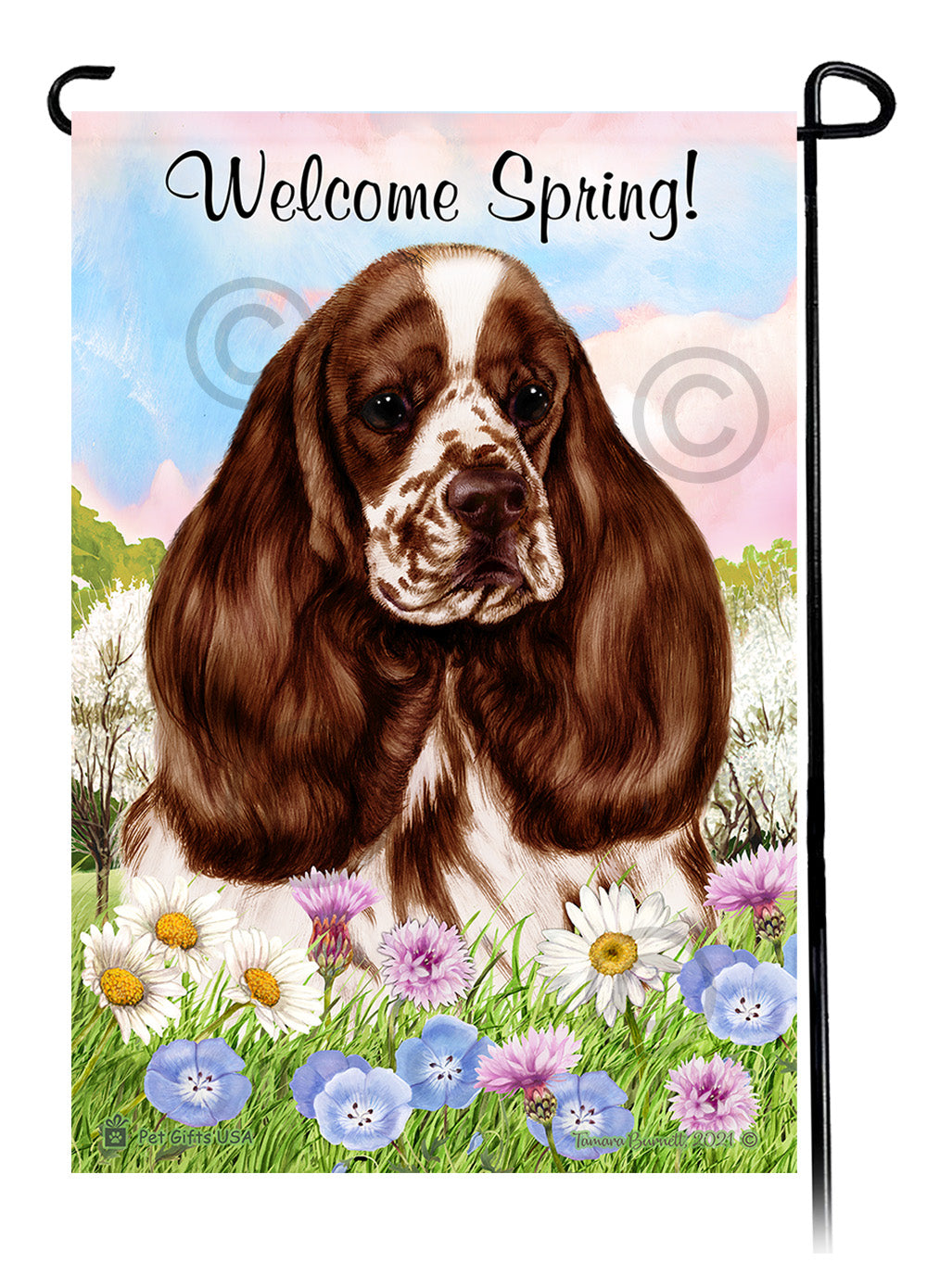 Cocker Spaniel Welcome Spring - Garden Flag