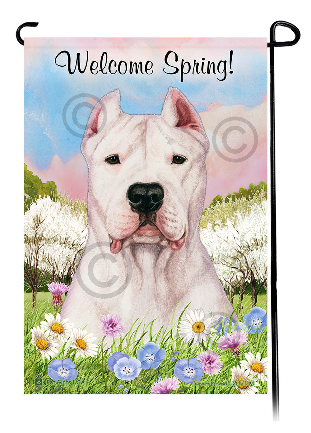 Dogo Argentino Welcome Spring Garden Flags