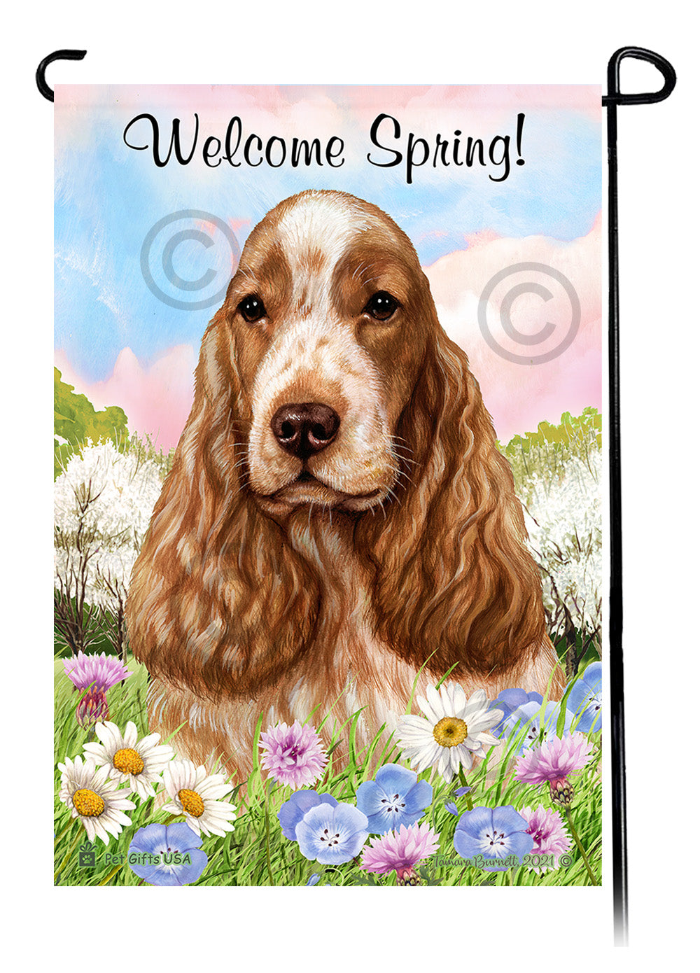 English Cocker Spaniel Welcome Spring - Garden Flag