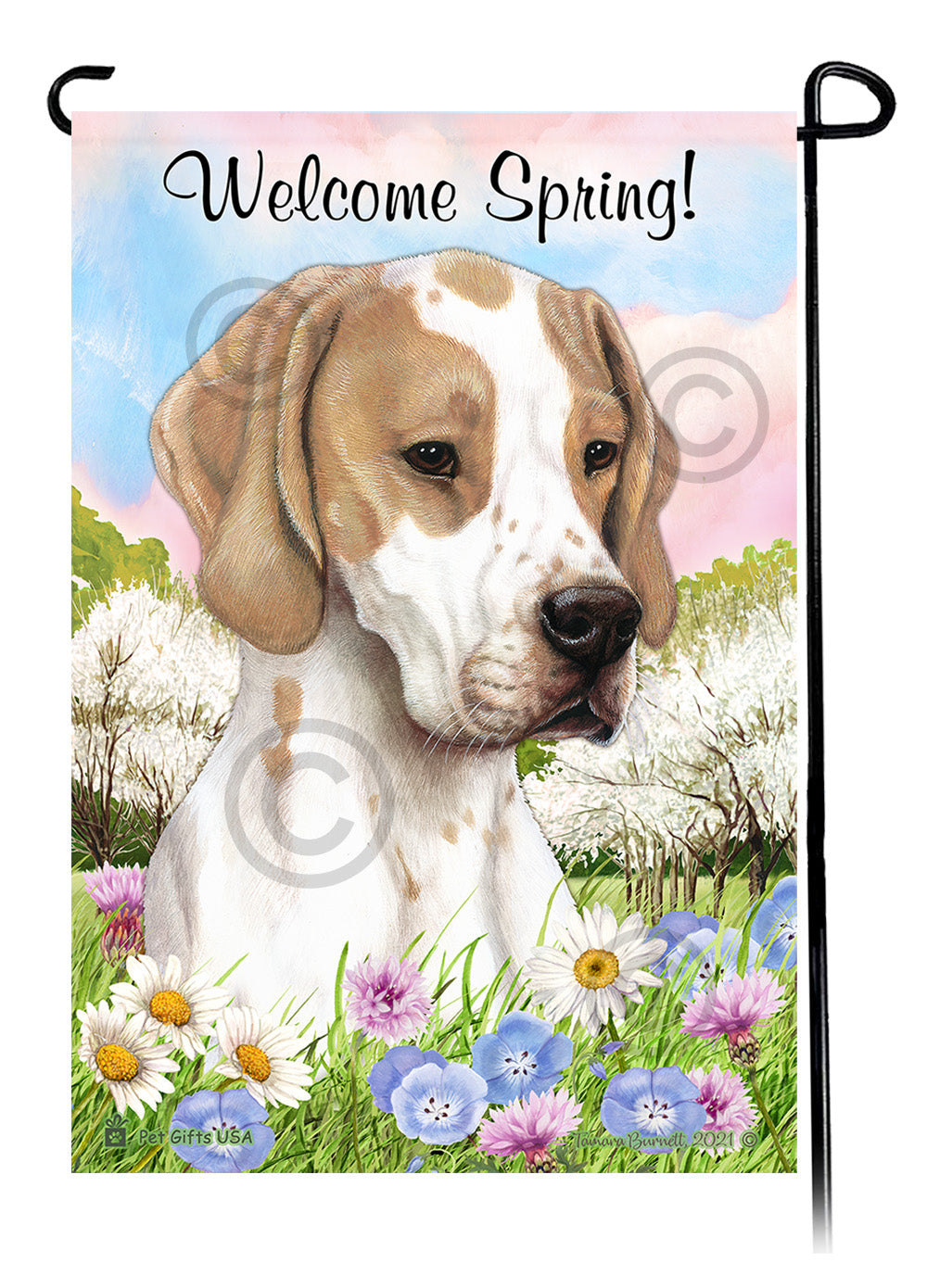 English Pointer Welcome Spring - Garden Flag