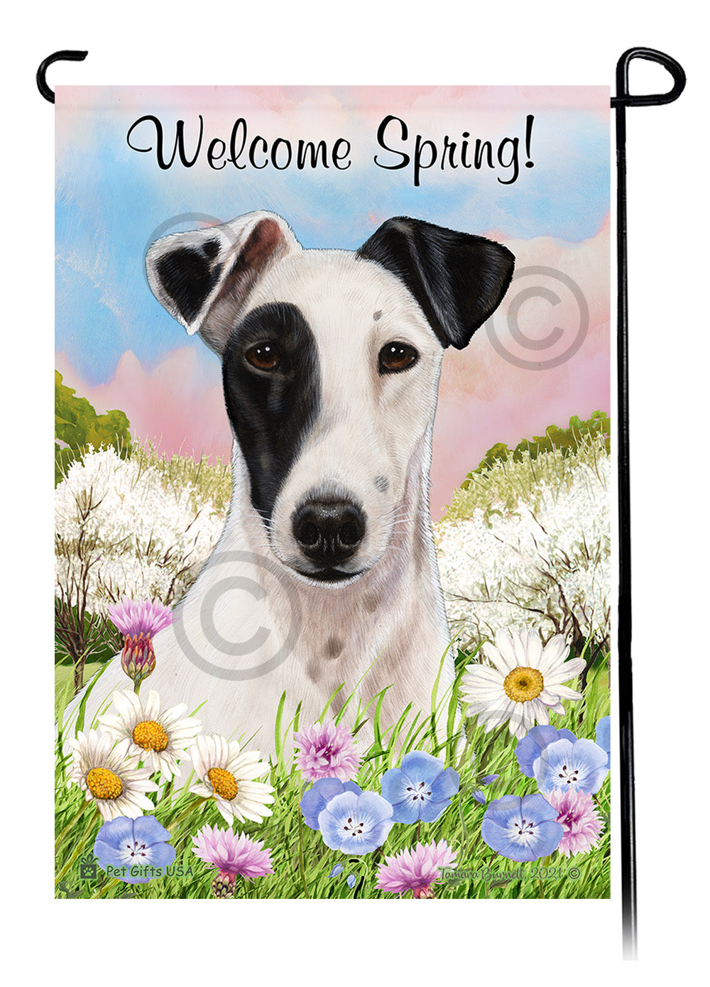 Toy Fox Terrier Welcome Spring Garden Flags