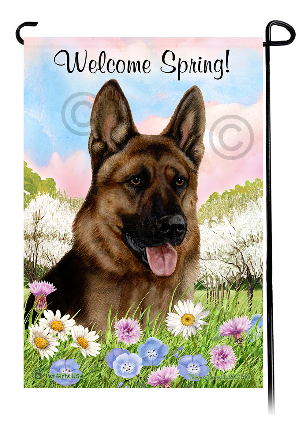 German Shepherd Welcome Spring - Garden Flag