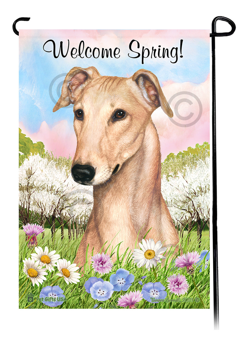 Greyhound Welcome Spring - Garden Flag