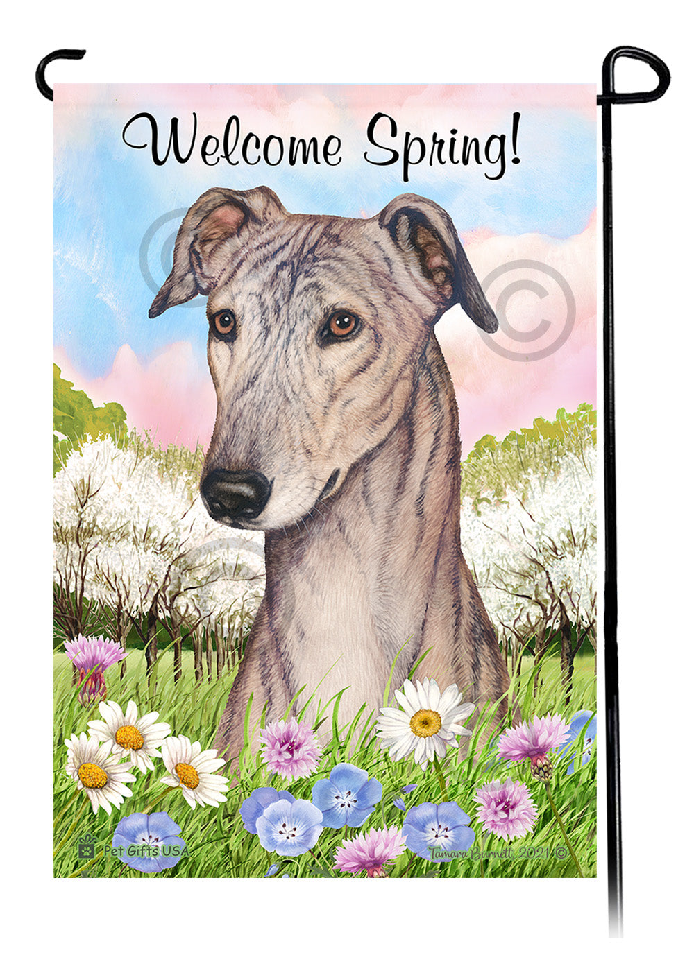 Greyhound Welcome Spring - Garden Flag