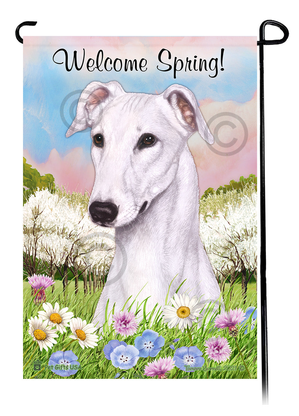 Greyhound Welcome Spring - Garden Flag