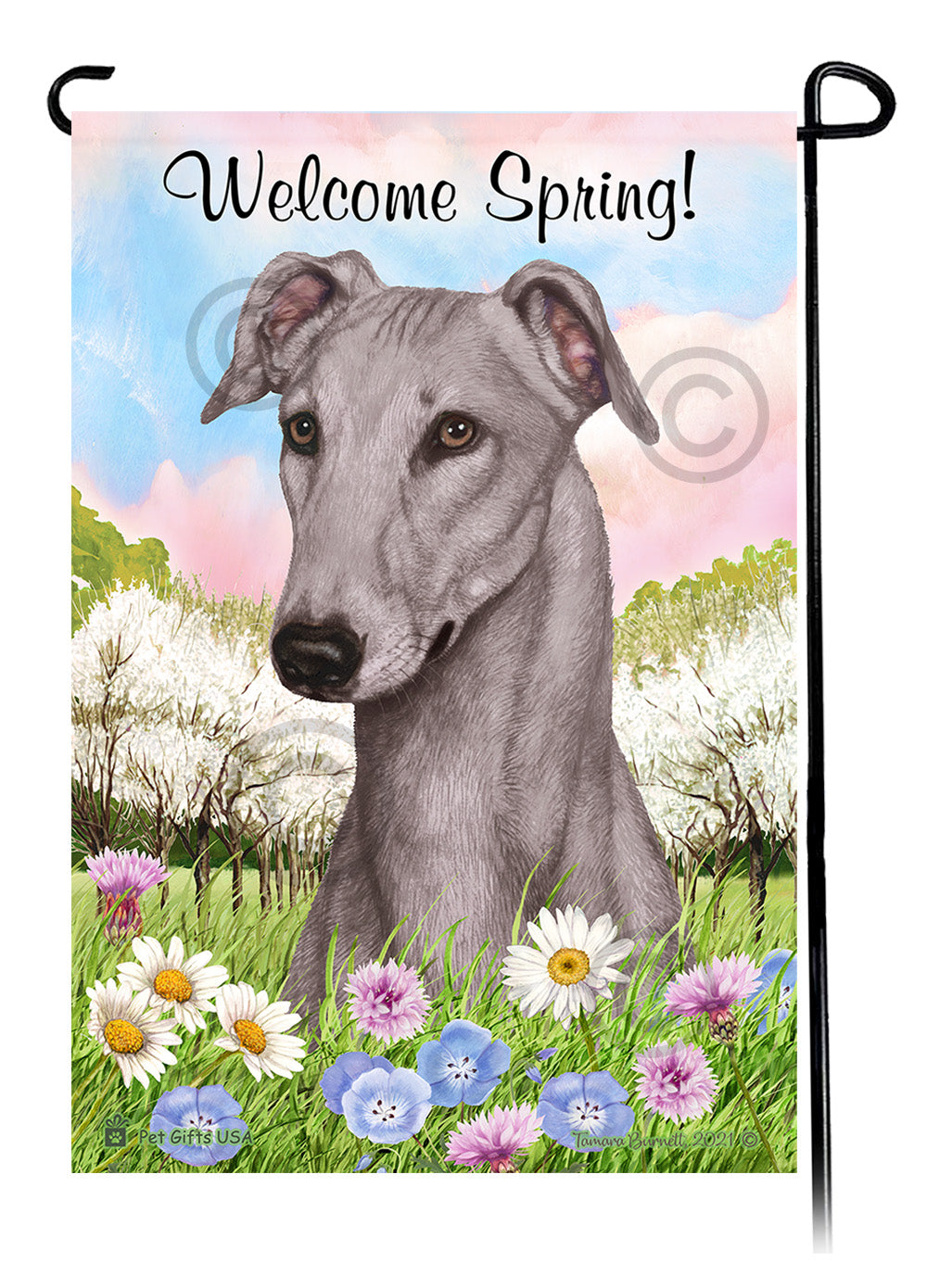 Greyhound Welcome Spring - Garden Flag