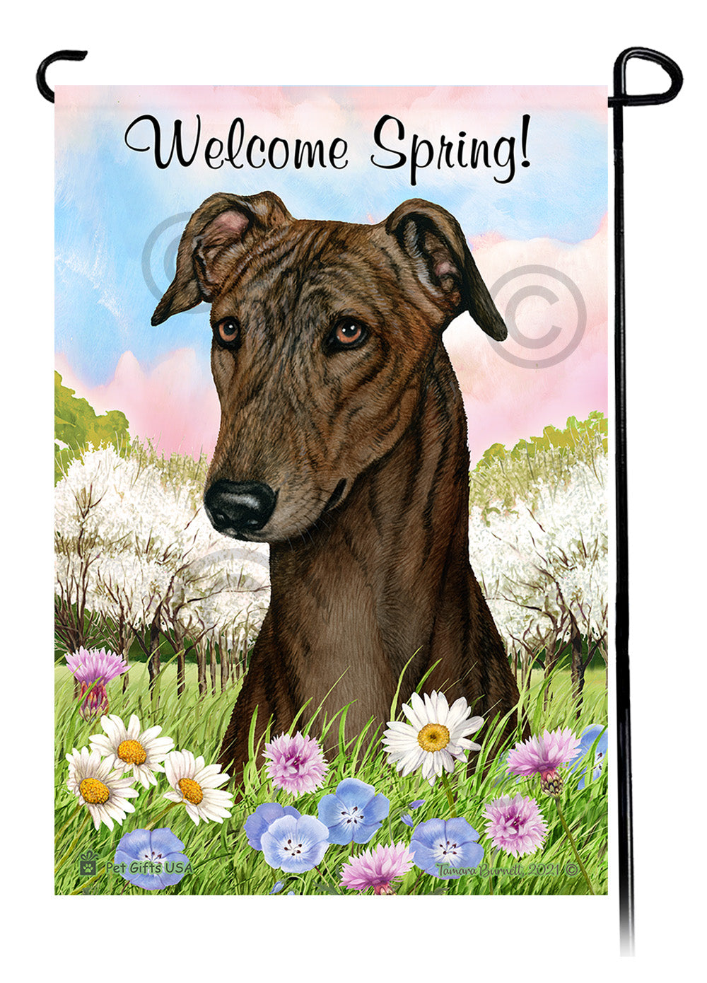 Greyhound Welcome Spring - Garden Flag