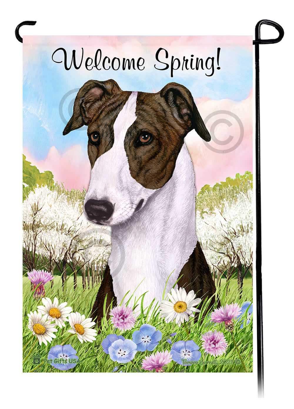 Greyhound Welcome Spring - Garden Flag