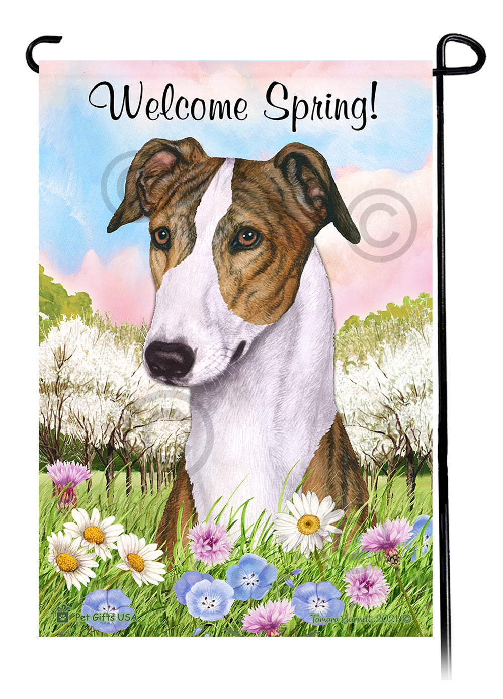 Greyhound Welcome Spring - Garden Flag