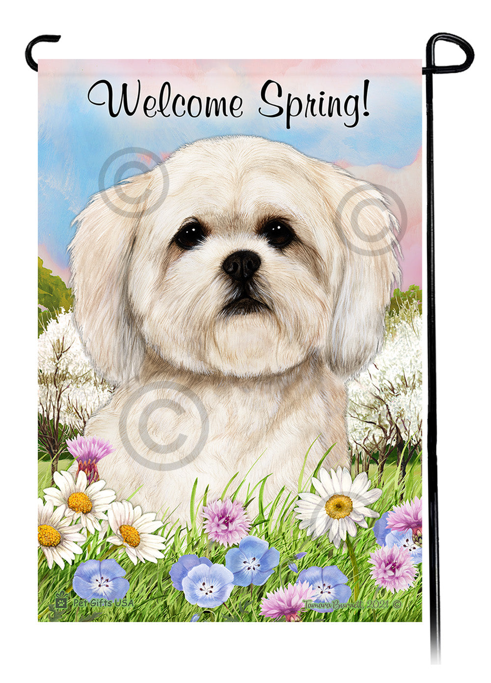 Lhasa Apso Welcome Spring - Garden Flag