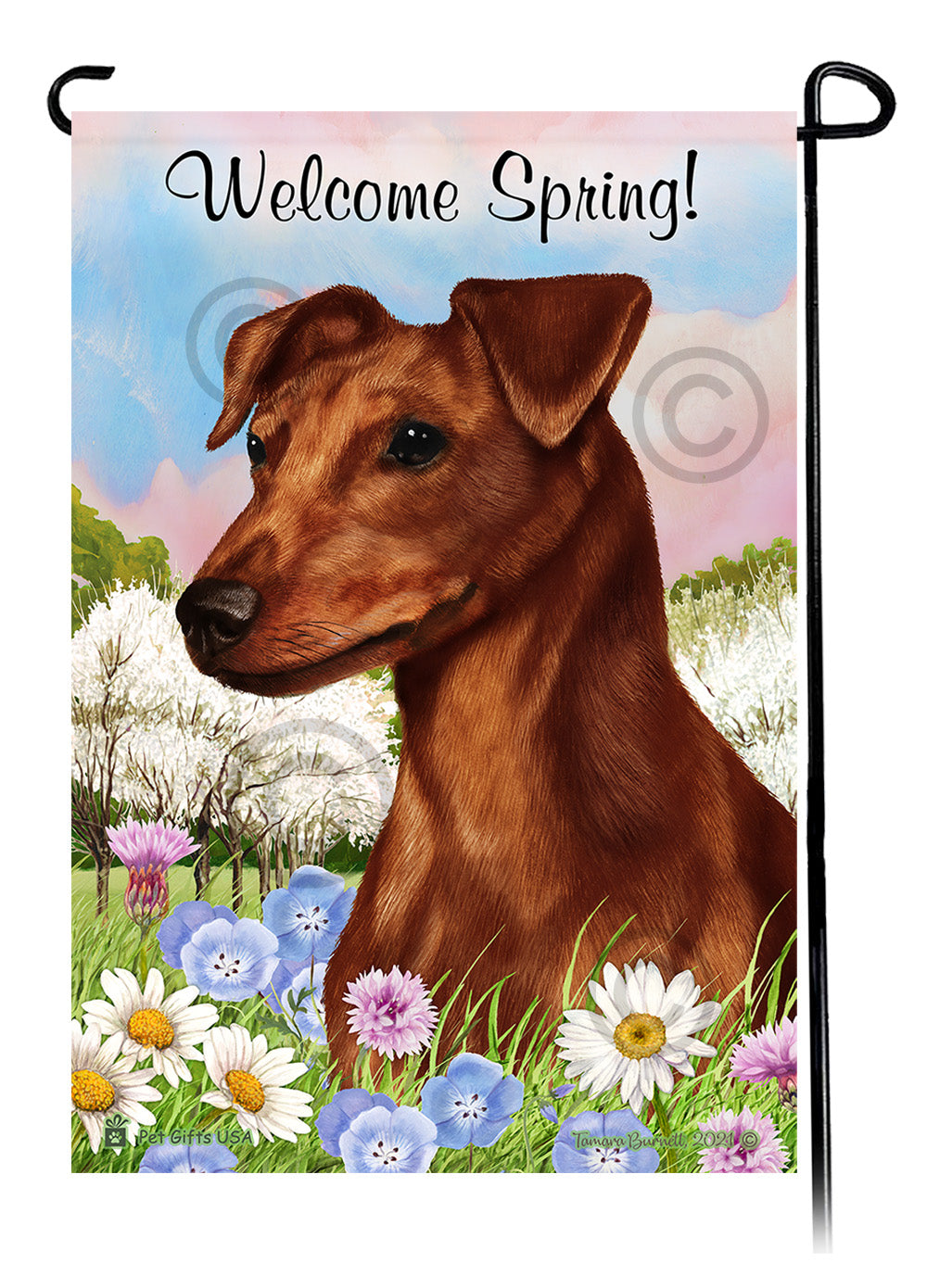 Miniature Pinscher Welcome Spring - Garden Flag