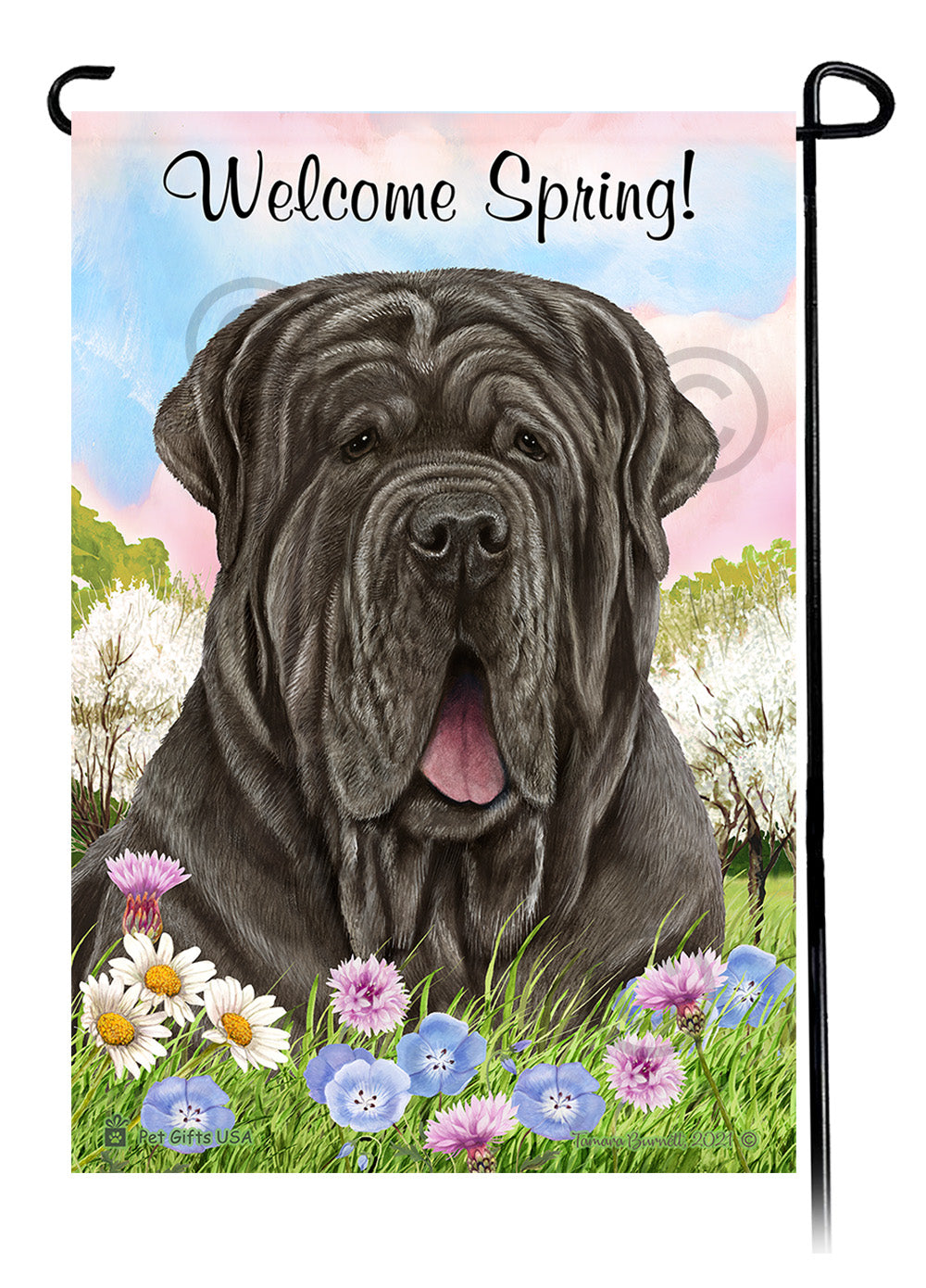 Mastiff Welcome Spring - Garden Flag