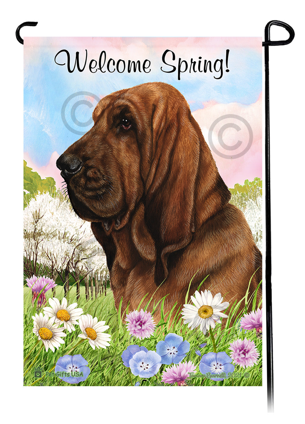 Bloodhound Welcome Spring Garden Flags