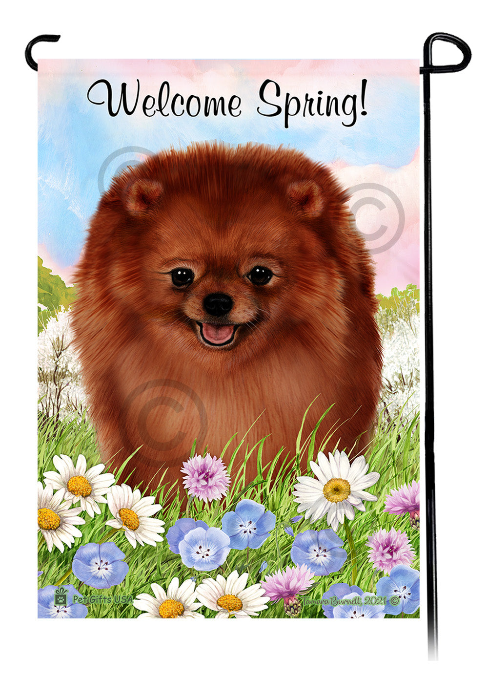 Pomeranian Welcome Spring - Garden Flag