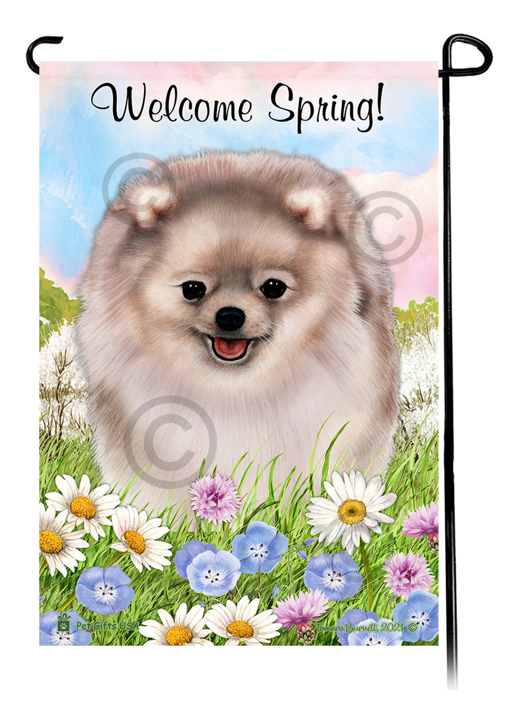 Pomeranian Welcome Spring - Garden Flag