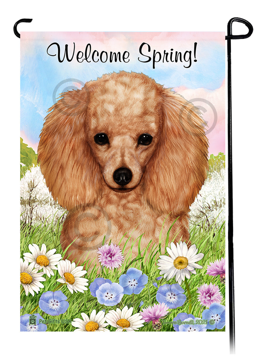 Poodle Welcome Spring Garden Flags