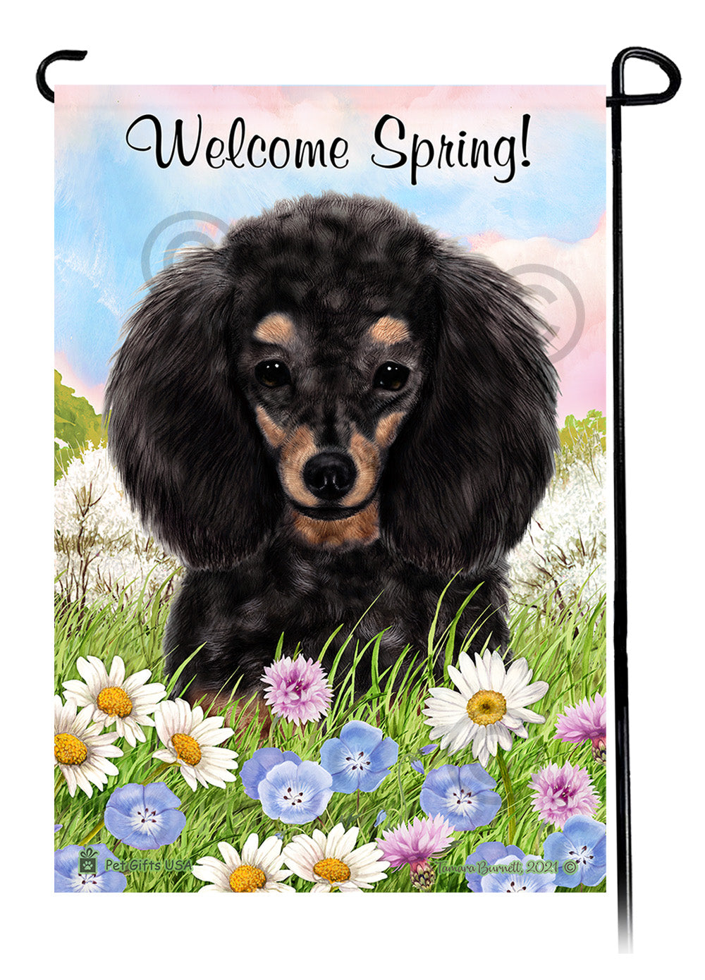 Poodle Welcome Spring - Garden Flag