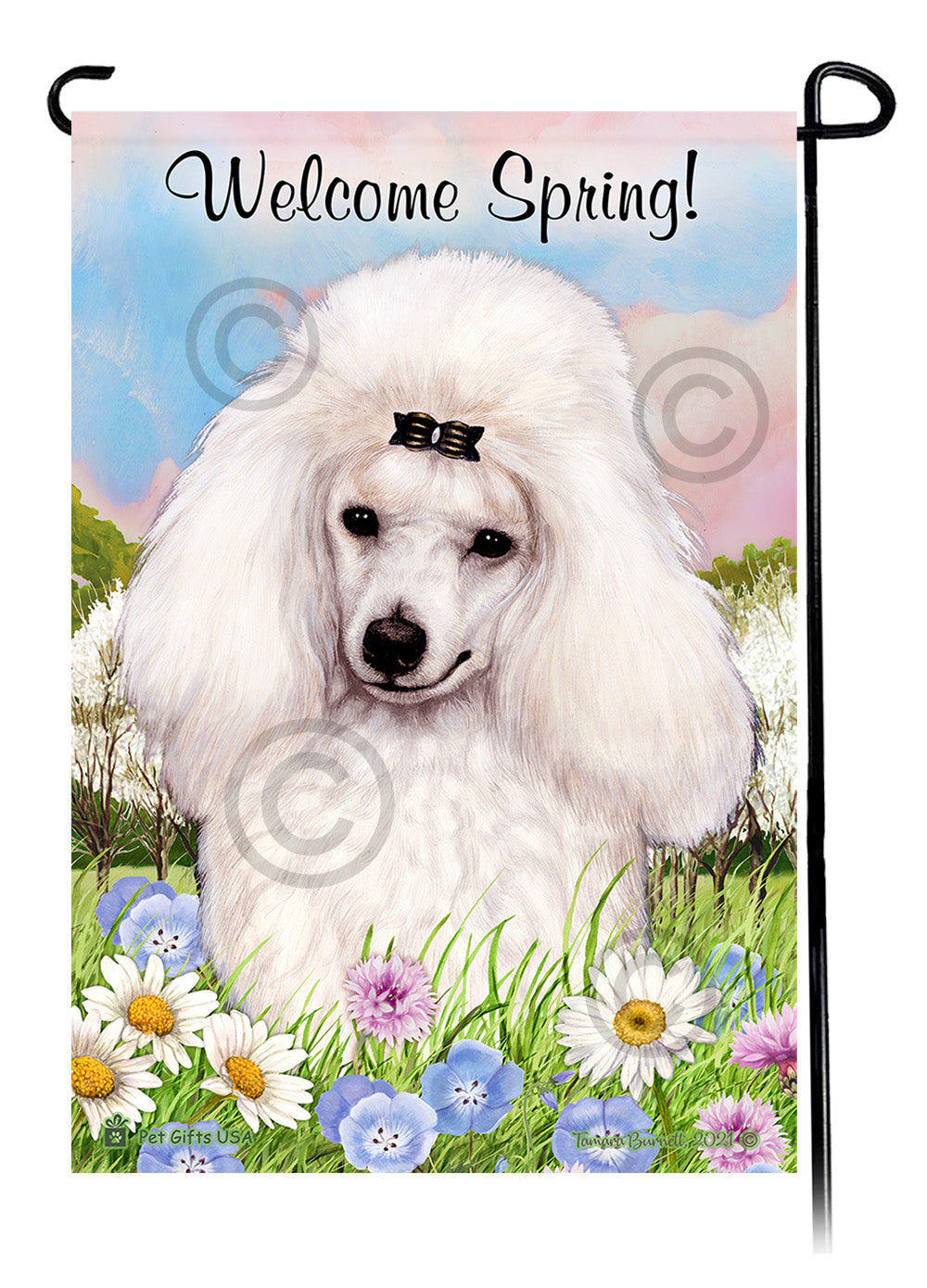 Poodle Welcome Spring - Garden Flag