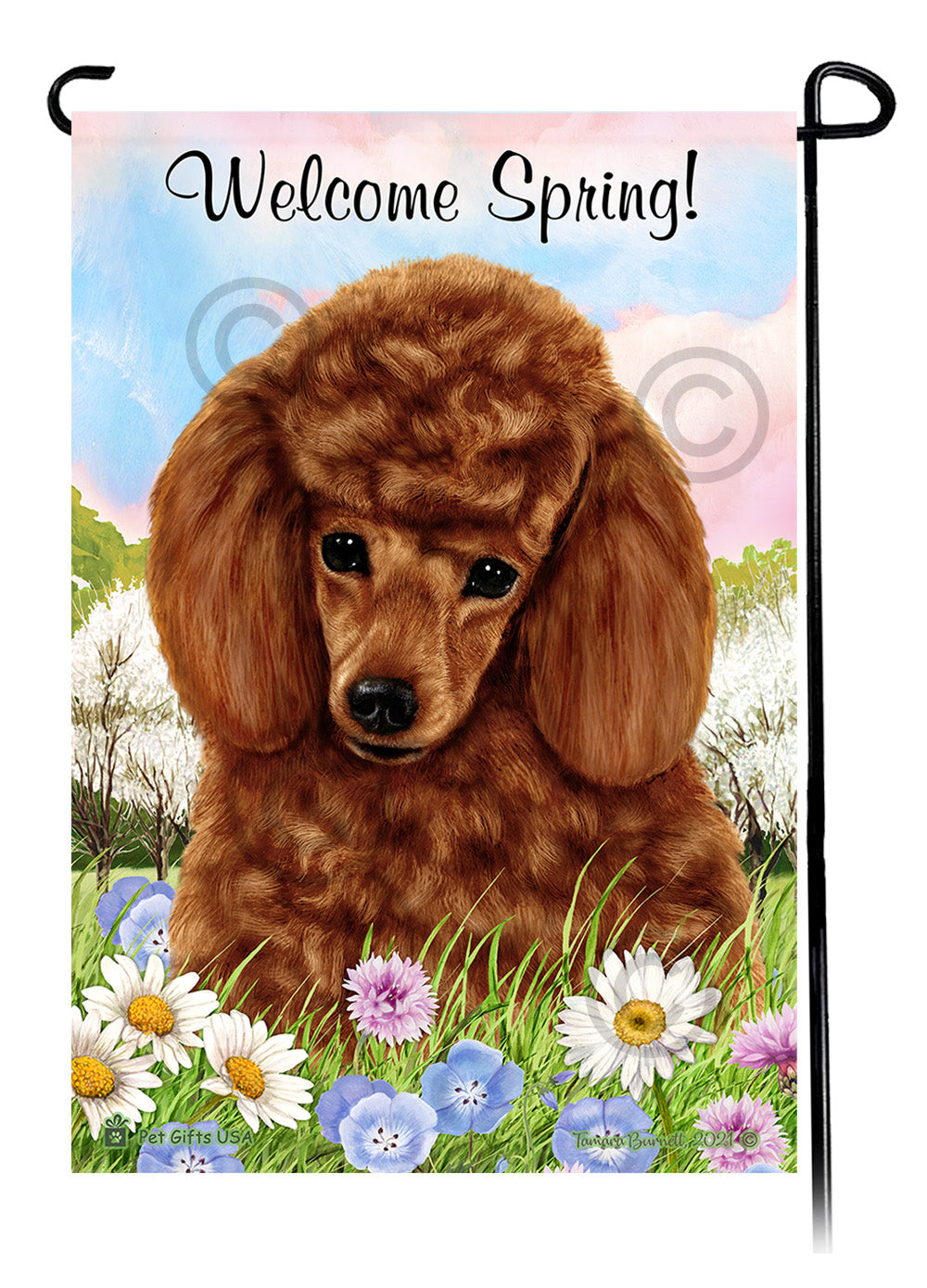 Poodle Welcome Spring - Garden Flag