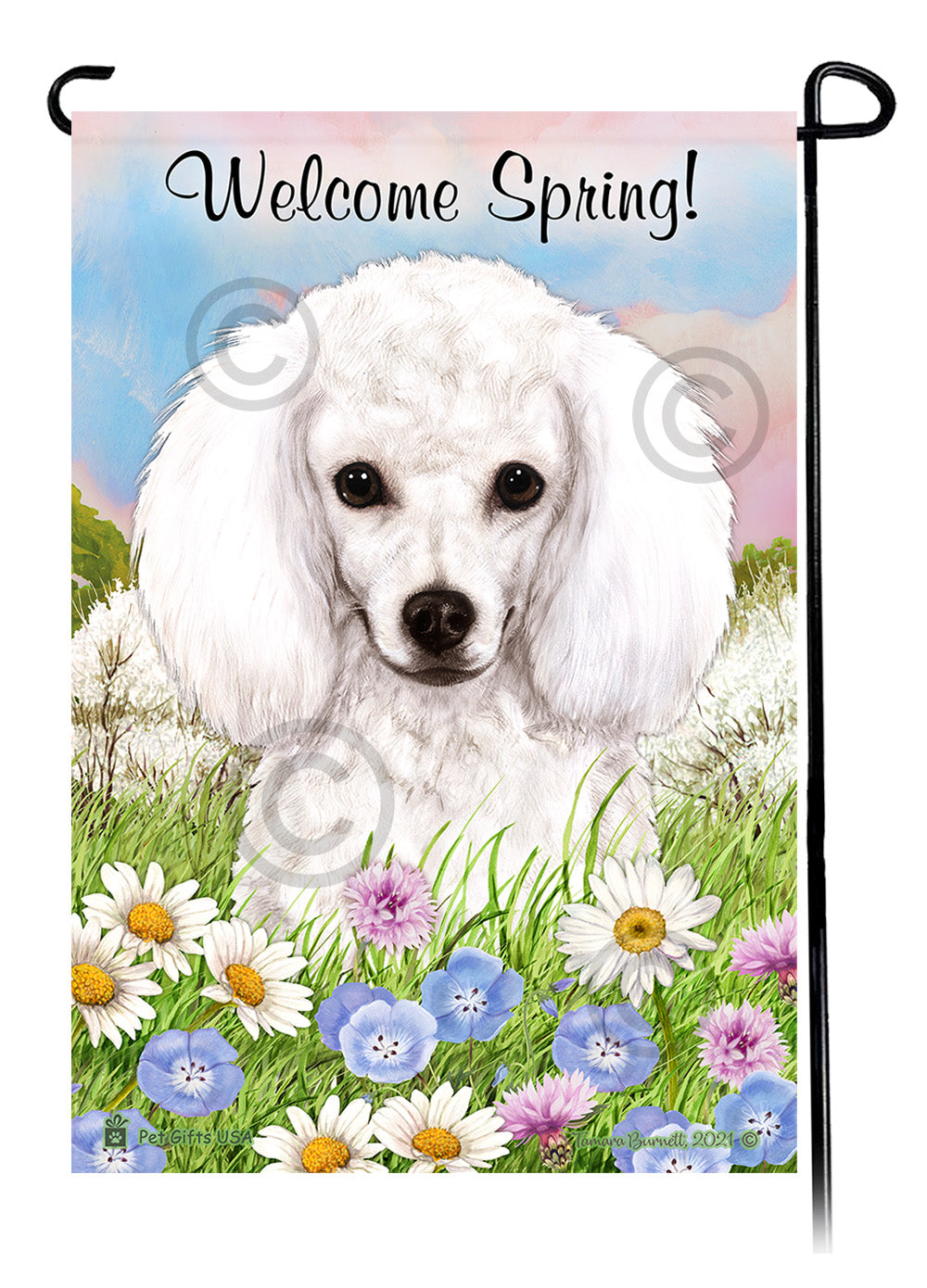 Poodle Welcome Spring - Garden Flag
