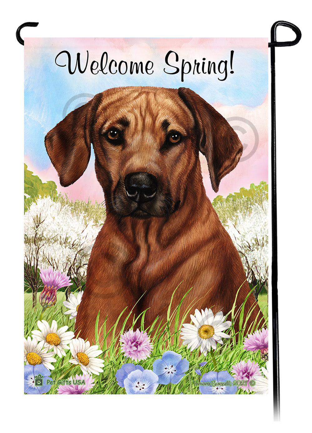 Rhodesian Ridgeback Welcome Spring Garden Flags