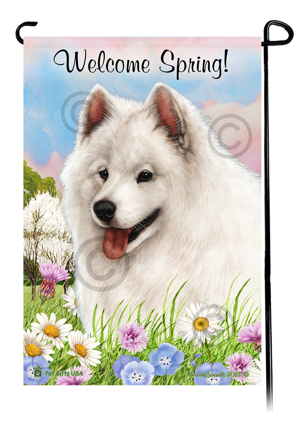 Samoyed Welcome Spring Garden Flags
