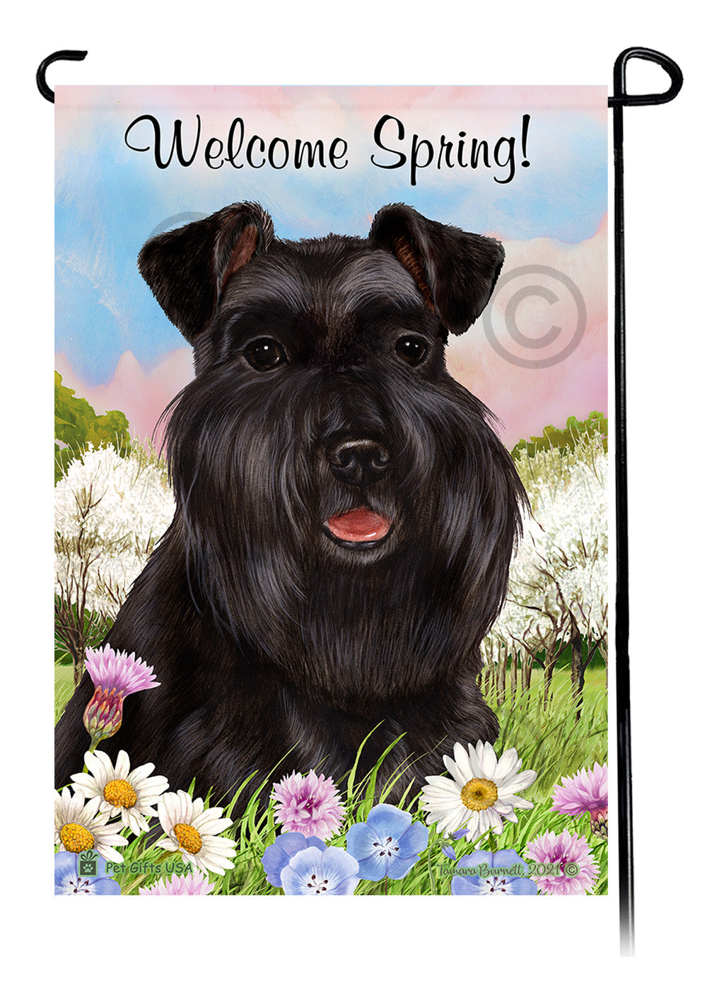Schnauzer Welcome Spring - Garden Flag