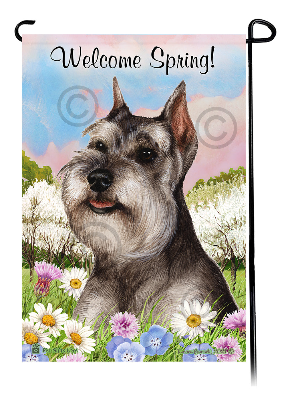 Schnauzer Welcome Spring - Garden Flag
