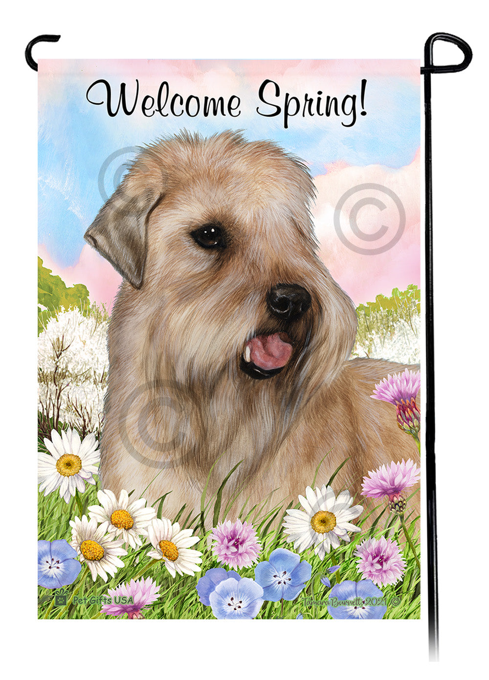 Soft Coated Wheaten Welcome Spring - Garden Flag