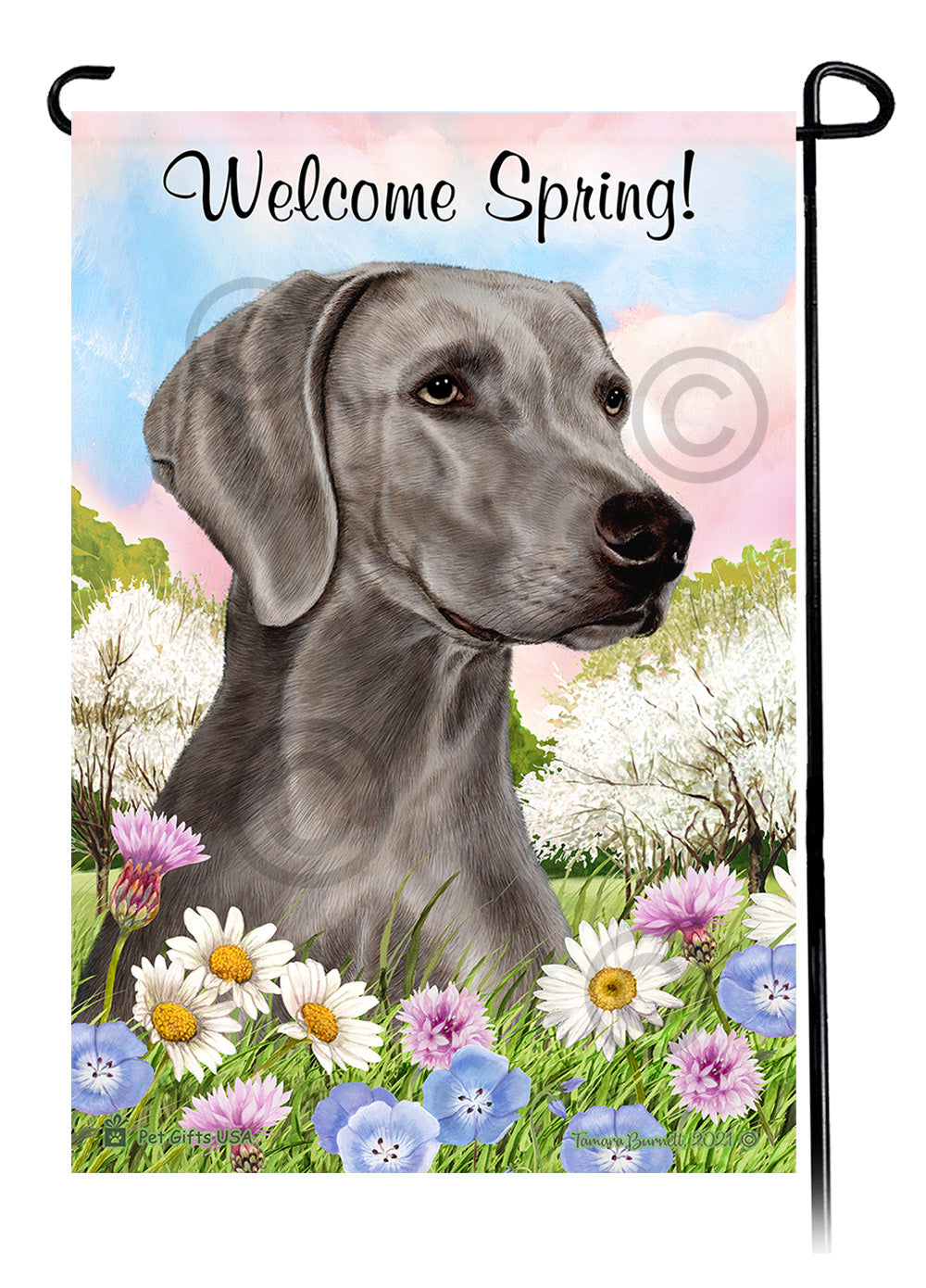 Weimaraner Welcome Spring Garden Flags