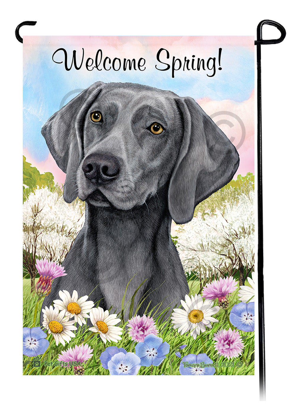 Weimaraner Welcome Spring - Garden Flag