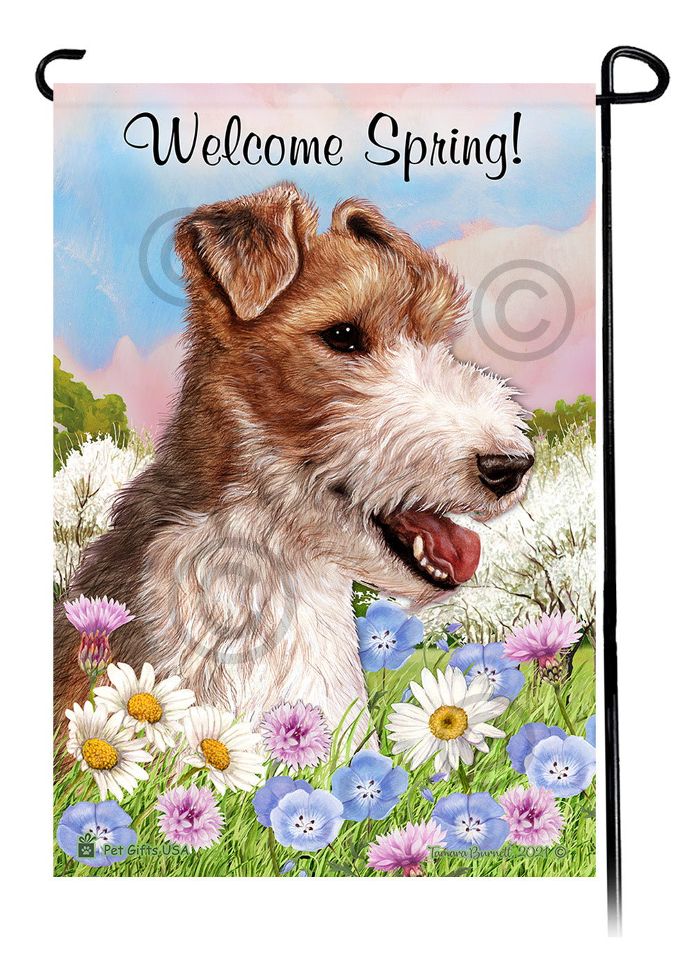Toy Fox Terrier Welcome Spring - Garden Flag