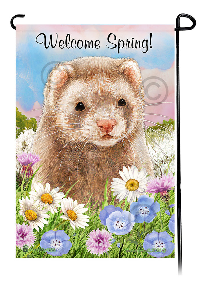 Cinnamon Ferret Welcome Spring Garden Flags