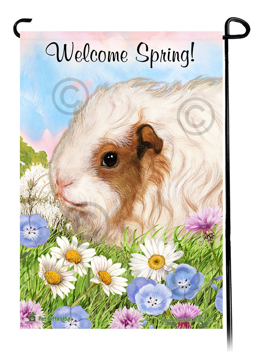 Texel Guinea Pig Welcome Spring Garden Flags