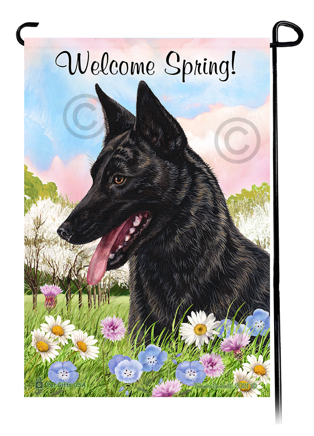 Dutch Shepherd Welcome Spring - Garden Flag
