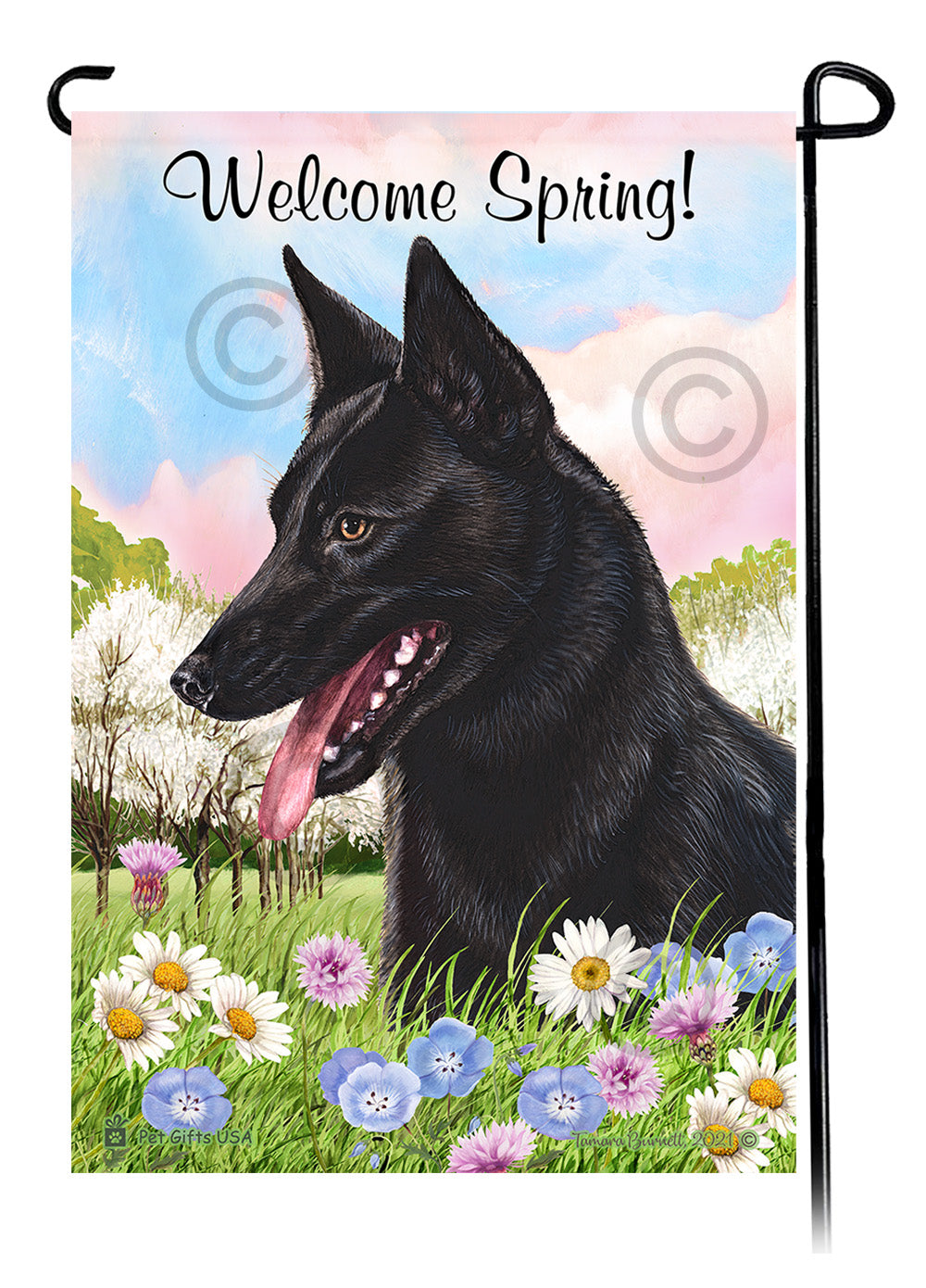 Dutch Shepherd Welcome Spring Garden Flags